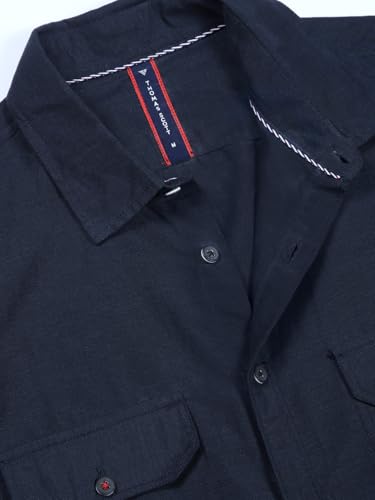 Image of Thomas Scott Men's | Solid | Half Sleeve | Slim Fit | Linen Blend | Double Flap Pocket | Spread Collar | Casual Shirt for Men