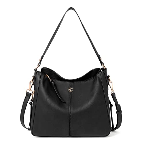 Cluci Purses And Handbags For Women Leather Hobo Tote Fashion Ladies Crossbody Large Bucket Shoulder Bag Vintage Black #TOP5