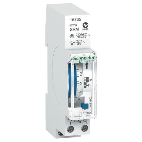 Schneider Electric 15335 Acti9 IH Interrupteur Horaire Électroméca, 18 mm Largeur, 90 mm Hauteur, 66 mm Profondeur, 4-16 A, 250V, Blanc