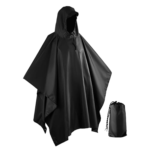 Goldeluxe Poncho Impermeable Ultraligero para Hombre y Mujer – Chaqueta de Lluvia de Tafetán con Revestimiento PU, 8000mm Impermeable, Resistente a Desgarros, Secado Rápido, Transpirable, Plegable y V