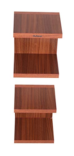 Image of Madhuran Engineered Wood Wall Mounted Books Shelf Set of 2 (Matte,Teak) Invisible Library Organizer Decoration Standing Corner Office Study Bedroom Self