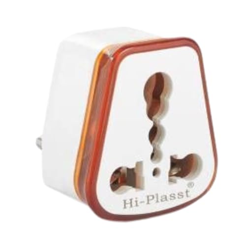 Image of HI-PLASST 6a to 16a Converter Plug | 6 amp to 16 amps Converter Plugs Useful for 16a Extension Board with16 amp Socket and 16 Ampere Plug Top,for A /C,Refrigrator,etc,230 Volt AC.(Orange,5 Pieces)