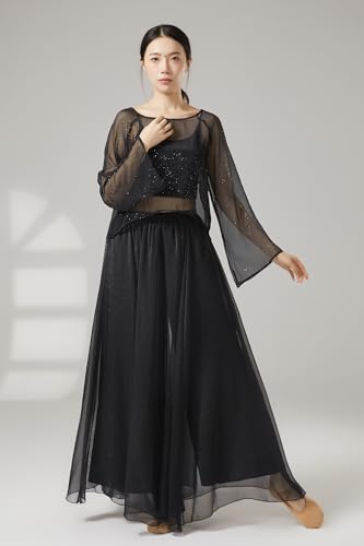 Jupe fluide en chiffon Angcoco avec couche superposée légère et ample