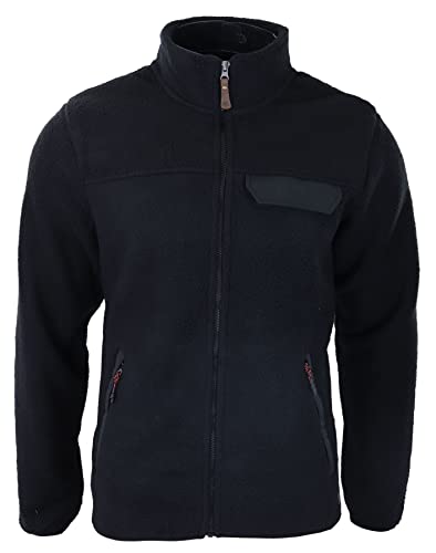 TruClothing.com Chaqueta de forro polar con cremallera completa para hombre, con bolsillos con cremallera, estilo casual, Negro, XL Cover