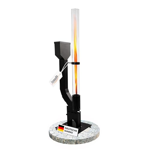 Lemodo Pelletfackel Prime XL, Feuersäule Outdoor mit Glasröhre...