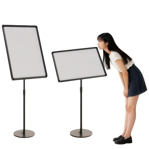 立て看板 ポスタースタンド 掲示板 ウェルカムボード スタンド看板 黒板ボード メニュー ステンレススチール+PVC 重いベース 安定 高さと角度を調整可能 立て 掲示板 防水 案内 板 ポスターフレーム ウエルカムボード玄関 案内板 卓上ボード プラカー