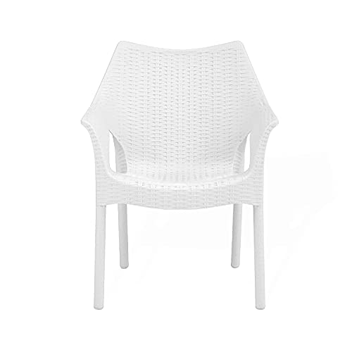 Image of Supreme Cambridge Heavy Plastic Chair | Oversized Arm Chair for Indoor and Outdoor Use (Color: White; Qnt: 2 Pc.)