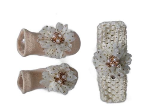 Soft Cotton Booties & Matching Hairband Set for Baby Girls (0?12 Months)|PRA-P305-0-3 Months-image-39