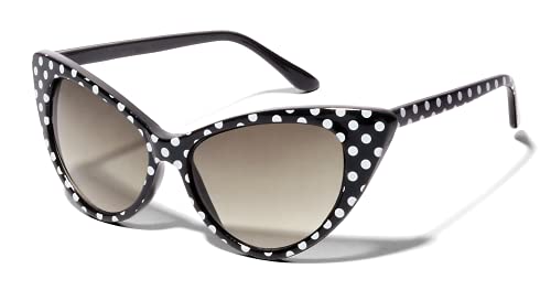 ShadyVEU Retro Oversized 90s High Point Cat Eye Polka Dot Frame Pin Up Womens Sunglasses