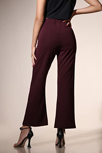 Image of Leriya Fashion Women's Western Trouser Pant | Solid Stretchy Lycra Tapered Trousers with 2 Front Pockets | Regular Fit Trouser for Professionals | Casual | Wear for Ladies