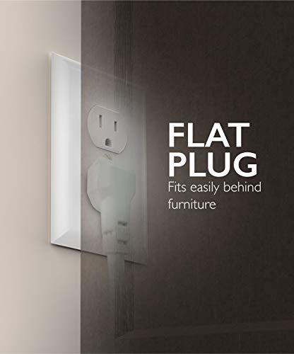 Fosmon Surge Protector Power Strip Flat Plug (2 Pack), 4-Outlet Splitter Extender 1875 Watt 490 Joules, 3Ft Extension Cord Wall Mount With 3 Prong Grounded For Office, Dorm, Home - Etl Listed #TOP2