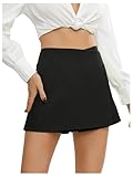Floerns Women's High Waist Elegant Solid Zipper Fly Business Office Skort Shorts Black Small