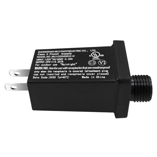 Image of 29V 6W Class 2 Power Supply LED Transformer Replacement IP44 Low Voltage Adapter for Christmas Tree String Light, Fairy Light, Net Light