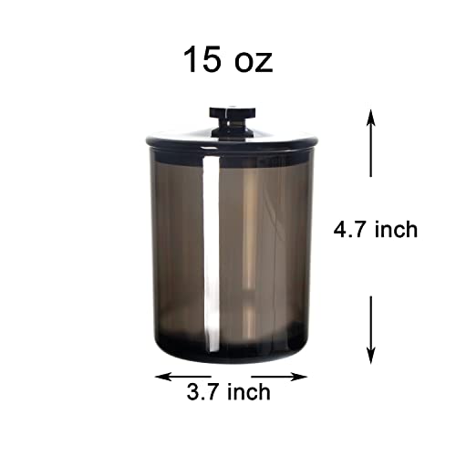 Youngever-Black-Plastic-Apothecary-Jars-Qtip-Holder-Cotton-Swab-Holder-Bathroom-Vanity-Organizer-for-Cotton-Balls-Cotton-Pads-Qtips-2-Sets-15-Ounce