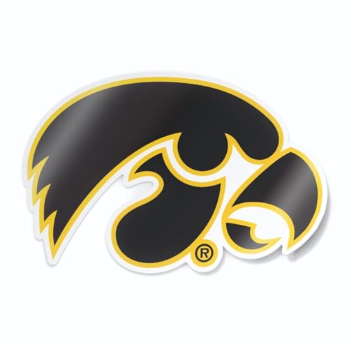 Image of University of Iowa Haweyes Tigerhawk Black and Gold Weatherproof Vinyl Sticker Car Decal from Nudge Printing