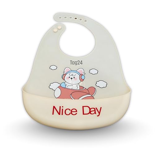Image of Baby Bib for Feeding and Weaning Babies and Toddlers | Waterproof, Washable, Reusable | Adjustable Neckline with Buttons | Easy to Clean and Non-Messy Design