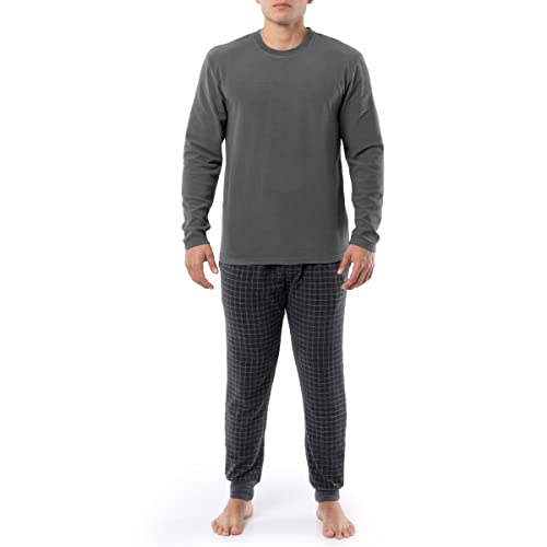 Joseph Abboud Men's Drop Needle Waffle Knit Fleece 2 Piece Sleep Pajama Set