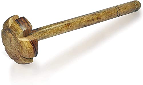 Will and Weaves Wooden Mathani 12\" Whisker Curd Beater with Roti Press 5\" Roti Fluffer Chapati Press Indian Datta Combo - Thumbnail 2