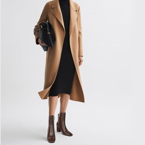 Caradise Womens High Chunky Heeled Boots Zip Up Square Toe Ankle Booties4