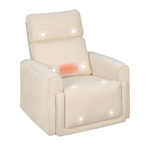 WOLTU Fauteuil de Massage Électrique, Fauteuil TV Relax de Chauffage Inclinable, Pivotant, Berçant, avec Repose-pied, Poches Latérales et Port USB pour...