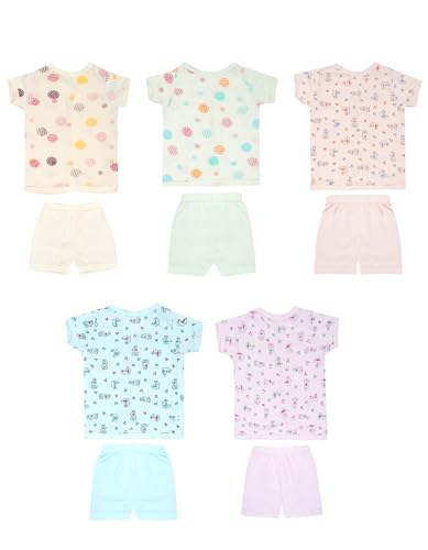Image of BREEZEWAY New Born Baby Boys & Baby Girls Top and Bottom combo pack of 5 suitable for 0-6 month babies