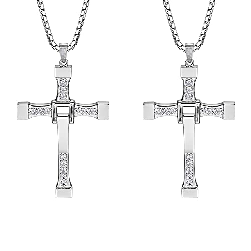 HJYZY 1· Stück Kreuz Kette Halskette Anhänger Silber Schmuck Geschenk für Ehemann/Verwandten/Freund Cover