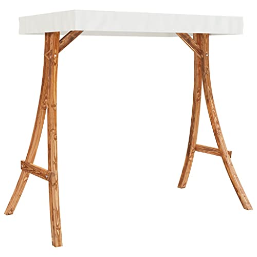vidaXL Bugholz Schaukelgestell mit Creme Dach Holzgestell Gestell Rahmen für Hollywoodschaukel Schaukelbank Gartenschaukel Teak-Finish Massivholz