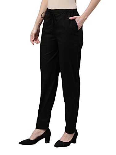 Image of GO COLORS Soft Cotton Pant Full Length for Women| Breathable, Mid Rise
