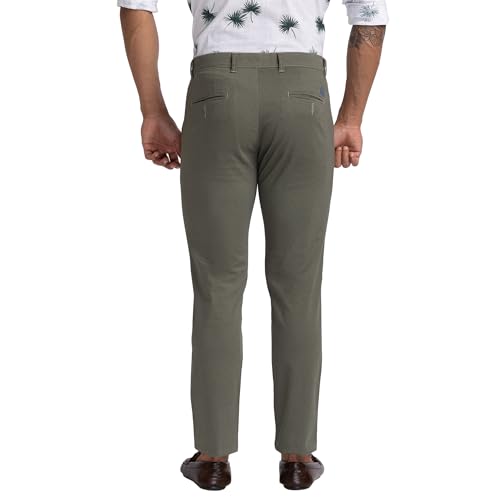 Image of Parx Men's Cotton Blend Print Pattern Low Rise Tapered Fit Flat Front Casual Trouser