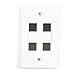 Black Box Value Line Single-Gang Wallplate - White, 4-Port