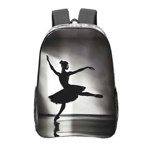 Sac à dos transparent noir avec poches et imprimé ballerine pour le sport et travail