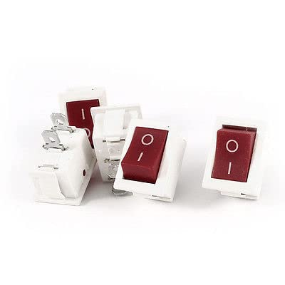 Interruptor 5 X CD1 AC 250V 6A 125V 10A 2Pin SPST Panel de encendido/apagado Rocer Rojo