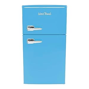 West Bend WB0300RCR2XRB Mini Fridge Retro-Styled for Home Office or Dorm, Manual Defrost and Adjustable Temperature, 3-Cu.Ft, Robin’s Egg Blue
