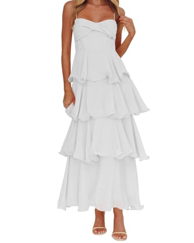 YOFF Beach Chiffon Bridesmaid Dress Tiered Ruffles Spaghetti Straps Long A-line Formal Maxi Dresses YO150