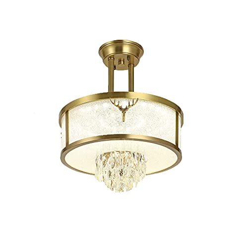 Plafonnier en cristal semi-encastré doré pour chambre à coucher et salon chic