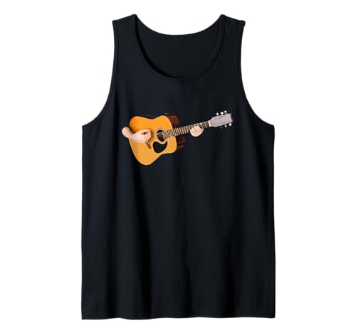 Guitarrista Acústico Melodía Músico Arte y Estilo Camiseta sin Mangas