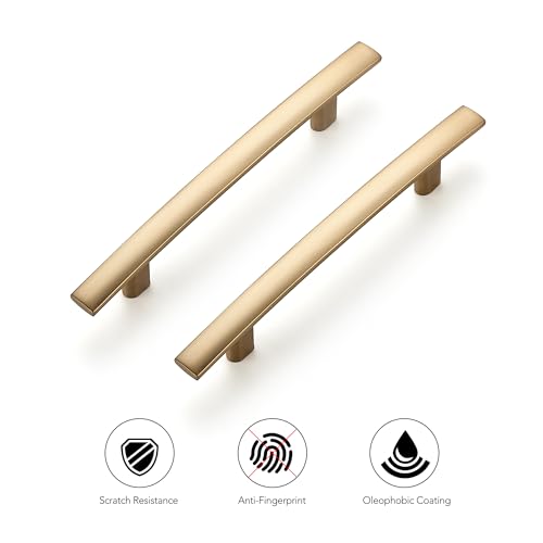 Image of Ravinte 5 Pack Cabinet Handles Champagne Bronze Cabinet Pulls Kitchen Cabinet Handles,Curved Drawer Pulls in 6 Inch Length with 3.75 Inch Hole Center Arch Kitchen Cabinet Hardware