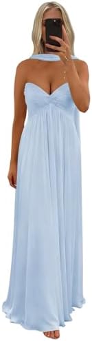 Chiffon Bridesmaid Dress with Scarf for Women Elegant Sweetheart ...