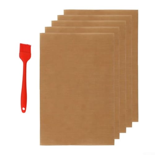 Yuanpgky Juego de 5 alfombrillas para barbacoa de 33 x 40 cm, de cobre, reutilizables, sin alfombrilla para cocinar al aire libre, hornear, asar pescado, carne, verduras, apto para lavavajillas, con
