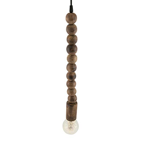 Image of Homesake Wooden Beaded Pendant Light for Living Room | Nordic Hanging Ceiling Lamp with Warm Light | Rustic Modern Pendant Lamp for Bedroom, Dining, Cafe & Home Decor, Dark Brown