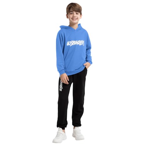 Image of amropi Boy's Tracksuit Pullover Hoodie Jogging Pants Set 2 Pieces Sweatsuit for 2-17 Years