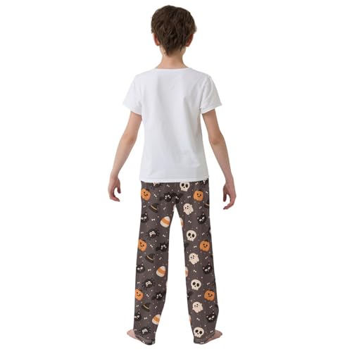Cat Skull Witch Boys Long Pants Soft Trousers Elastic Waist Kids Lounge Bottoms with Pockets S-XL3