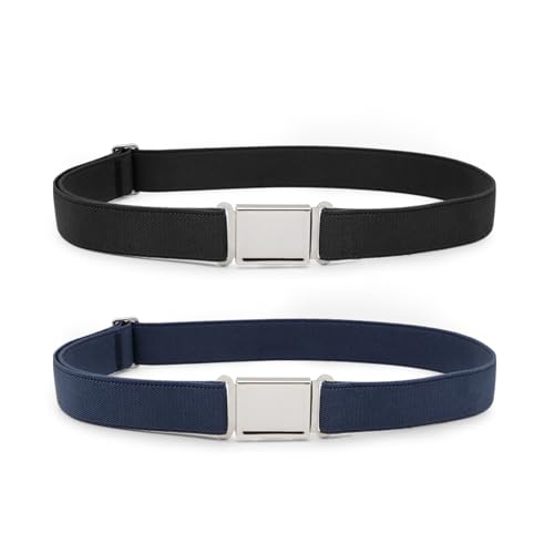 XZQTIVE 2 Pack Kids Adjustable Magnetic Belt Boys Girls Elastic Belt with Easy Magnetic Buckle