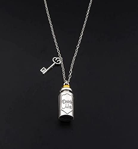 CrownOfRibbons Bottle and Key Charm Pendant Necklace, Alice in Wonderland Fairytale Jewellery for Women and Girls - Image 4