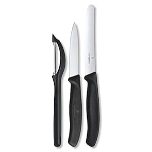 Victorinox Gemüsemesser Set mit Schäler, 3-teilig, Schwarz