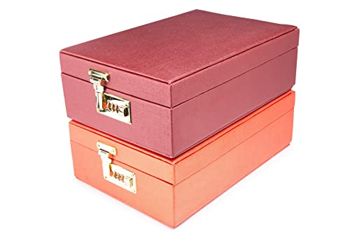 Box Queen Hand Made Wooden Jewellery Jewel Gold Organizer Storage Box With Lock For All Jewelry Necklaces Earring Ring Chain Bangel Gift Box With 2 Trays For Women&Girls (Colour May Vary) (Pack Of 2)