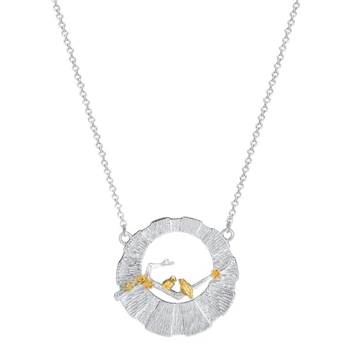 Collier branche d'oiseau 925 pendentif argent massif haut de gamme