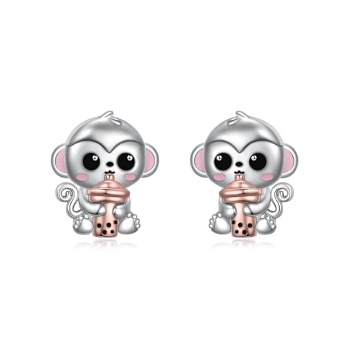 Boucles d'oreilles singe argent 925 un cadeau d'anniversaire idéal