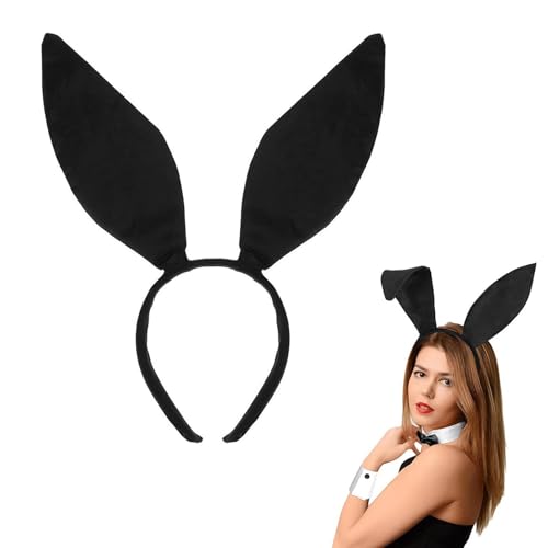 Soochat Bunny Ears Headband Cute Sexy Rabbit Ear Hair Band for Easter Halloween Christmas Party Cosplay Costume Accessory (Black)