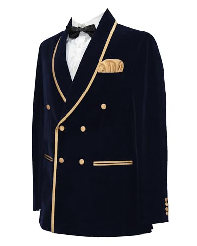 Men's Vintage Velvet Smoking Jacket Shawl Lapel Double Breasted Blazer Tuxedo for Wedding Prom Dinner3